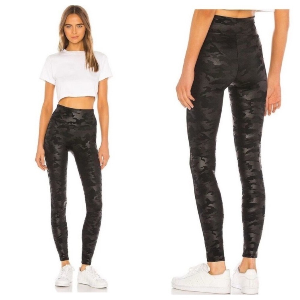 Spanx metallic camo print high waisted leggings black 4450
